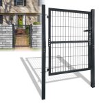 Portillon de jardin grillag� liliin 125x100cm - acier anthracite - poign�e de serrure et cl�s