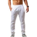 Pantalon en lin pour hommes - baggy - lin lger - blanc