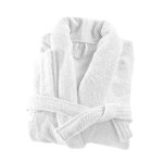 Linandelle - peignoir coton ponge col chale premium - blanc - l