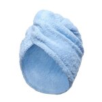 Linandelle - serviette de t�te coton �ponge fermeture �lastique turban - bleu marine - adulte femme
