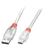 Lindy c�ble usb 2. 0 a vers mini - b - transparent - 5m