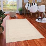 Tapis - pergamon - linea - laine naturelle - shaggy - 90x160 cm - blanc cass