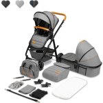 Poussette combine 2en1 lionelo amber - pack poussette canne nacelle sac et accessoires - grand rous ...