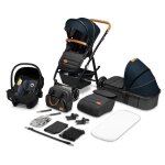 Poussette 3 en 1 lionelo amber - pack poussette canne nacelle siege auto sac et accessoires - bleu