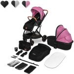 Poussette trio rose lionelo riya 2en1 - pack poussette nacelle sac et accessoires - rose Poussette trio rose lionelo riya 2en1 - pack poussette nacelle sac et accessoires - rose