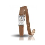 Montre femme - lip - churchill t13 - acier rectangulaire - cuir marron - tanchit 30m