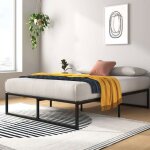 Lit 140x190 cm en mtal - lit double avec sommier  lattes - zinus lorelai - lit adulte noir