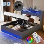 Lit 140x190 cm - nhhf - avec led et usb - lit coffre avec rangement et tete de lit - 2 personnes - gris ... Lit 140x190 cm - nhhf - avec led et usb - lit coffre avec rangement et tete de lit - 2 personnes - gris ...