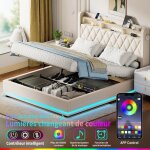 Lit 140x190 cm avec sommier - nhhf - avec led et usb - lit coffre avec rangement - lampe de lecture - ... Lit 140x190 cm avec sommier - nhhf - avec led et usb - lit coffre avec rangement - lampe de lecture - ...