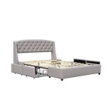 Iris - solide et confortable lit 140x190 avec sommier avec 4 tiroirs tete de lit couleur gris pieds en ... Iris - solide et confortable lit 140x190 avec sommier avec 4 tiroirs tete de lit couleur gris pieds en ...