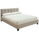 Miliboo - lit 2 places 160x200 cm en tissu lin beige capitonn marquise