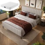 Lit 160x200 avec sommier et matelas lit double avec tte de lit rglable sommier  lattes en bois massif ...