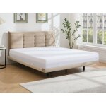 Lit 180 x 200 cm avec tte de lit capitonne - velours - beige - nisatio