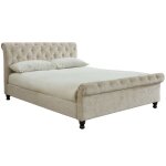 Lit 2 places 160x200 en lin capitonn� riley - miliboo - classique - intemporel - beige