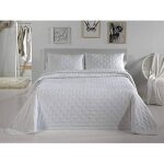 Lit 90 cm pierre cardin blanc c4 - couvre - lit boutis uni de mi - saison - 100% polyester