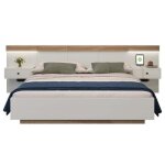 Modernluxe lit adulte 140x200cm lit double avec chevets suspendus led et ports usb cadre en bois sommier ...