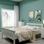 Modernluxe lit adulte 200 x 140 cm pour 2 personnes bois massif sommier  ressorts style contemporain ...