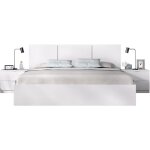 Lit adulte avec chevets int�gr�s havana - 140 x 190 cm - blanc