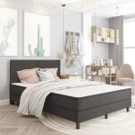 Lit adulte contemporain - ovonni - structure de lit c sommier tapissier gris tissu 160 x 200 cm Lit adulte contemporain - ovonni - structure de lit c sommier tapissier gris tissu 160 x 200 cm