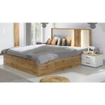 Lit adulte design wood 180 x 200 cm + option coffre + led dans la tte de lit. meuble design idal pour ...