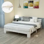 Lit adulte 140 x 200cm avec tête de lit avec sommier à lattes lit double bois massif lit double utilisable ... Lit adulte 140 x 200cm avec tête de lit avec sommier à lattes lit double bois massif lit double utilisable ...