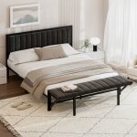 Lit adulte double 160x200cm - cadre de lit - okwish - banquette pliable et sommier - velours noir