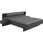 Lit adulte double queen size 160 x 200cm + 2 chevets coloris gris graphite - longueur 269 x profondeur ... Lit adulte double queen size 160 x 200cm + 2 chevets coloris gris graphite - longueur 269 x profondeur ...