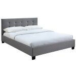 Lit adulte marquise - miliboo - 160 x 200 cm - tissu gris capitonn� - m�tal - contemporain - design
