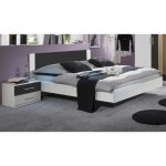 Lit adulte pegane - 160x200cm - blanc / anthracite - avec 2 chevets
