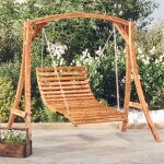 Lit balan�oire en bois courb� avec finition en teck - vidaxl - 115x147x46 cm - brun - meuble de jardin ...