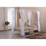 Lit  baldaquin 90 x 200 cm en mtal collection amore coloris blanc ? 208 x 190 x 96 cm