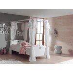 Lit à baldaquin 90x200 vipack - blanc - sommier inclus et voile de lit amori Lit à baldaquin 90x200 vipack - blanc - sommier inclus et voile de lit amori