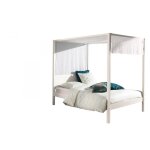Lit � baldaquin charlotte pin massif laqu� blanc adapt� � un matelas de 140 x 200 cm. la voile et le ...