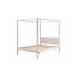 Pino lit a baldaquin avec sommier a lattes 140x200 cm blanc