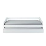 Lit banquette 90x190 en pin massif coloris vernis blanc - longueur 197 x profondeur 97 x hauteur 62 cm ...