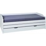 Lit banquette pour enfant en pin massif laqu blanc - dim : l209 x l97 x h65 cm