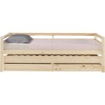 Lit banquette gigogne 90x200 cm alma bois