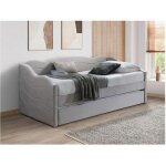 Lit banquette gigogne 2 x 90 x 190 cm - velours - taupe - lenvia Lit banquette gigogne 2 x 90 x 190 cm - velours - taupe - lenvia