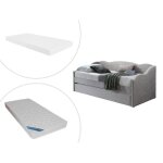 Lit banquette gigogne 2 x 90 x 190 cm - velours - taupe + matelas - lenvia