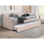 Lit banquette gigogne 2 x 90 x 190 cm - velours - rose - lenvia