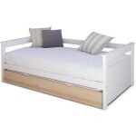 Lit banquette gigogne izao blanc et bois 90x190 cm