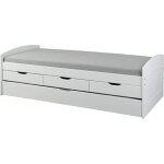 Lit banquette - paris prix - max 90x200cm - bois massif - 4 tiroirs - blanc Lit banquette - paris prix - max 90x200cm - bois massif - 4 tiroirs - blanc