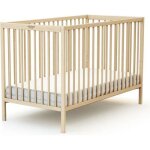 Lit � barreaux en bois brut - formula baby - 60 x 120 cm - sommier r�glable sur 3 hauteurs