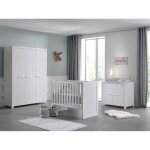 Lit à barreaux + commode 2 portes + armoire 3 portes - vipack - erik - marron - bois - 60 x 120 cm Lit à barreaux + commode 2 portes + armoire 3 portes - vipack - erik - marron - bois - 60 x 120 cm