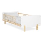 Lit � barreaux - homestyle4u - 90x200 cm - blanc - bois massif - barri�re de s�curit� int�gr�e