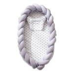 Lit � barreaux mogoi pour b�b� en coton gris portable et amovible