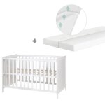 Lit bébé 2 en 1 - roba - blanc - sommier réglable - matelas inclus Lit bébé 2 en 1 - roba - blanc - sommier réglable - matelas inclus