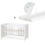 Lit b�b� 2 en 1 - roba - blanc - sommier r�glable - matelas inclus