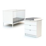 Webaby - chambre bb lit et commode  langer en bois alba blanc - taille unique