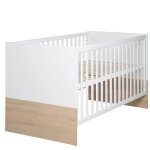 Lit bb volutif roba gabriella - 70x140 cm - rglable en hauteur - blanc - dcor chne clair sonoma ...